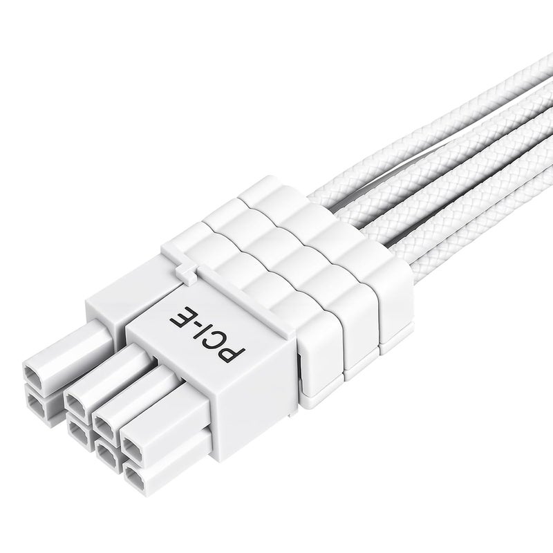 Certusfun PCIE Cable for Corsair, 65CM Male to Male 8 Pin to 6+2 Pin GPU Power Cable for Thermaltake, ARESGAME Modular Power Supply (25'') (White 16AWG [V.2026]) - Image 3